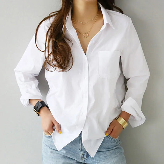 Sanne™ – Elegante witte blouse met kraag