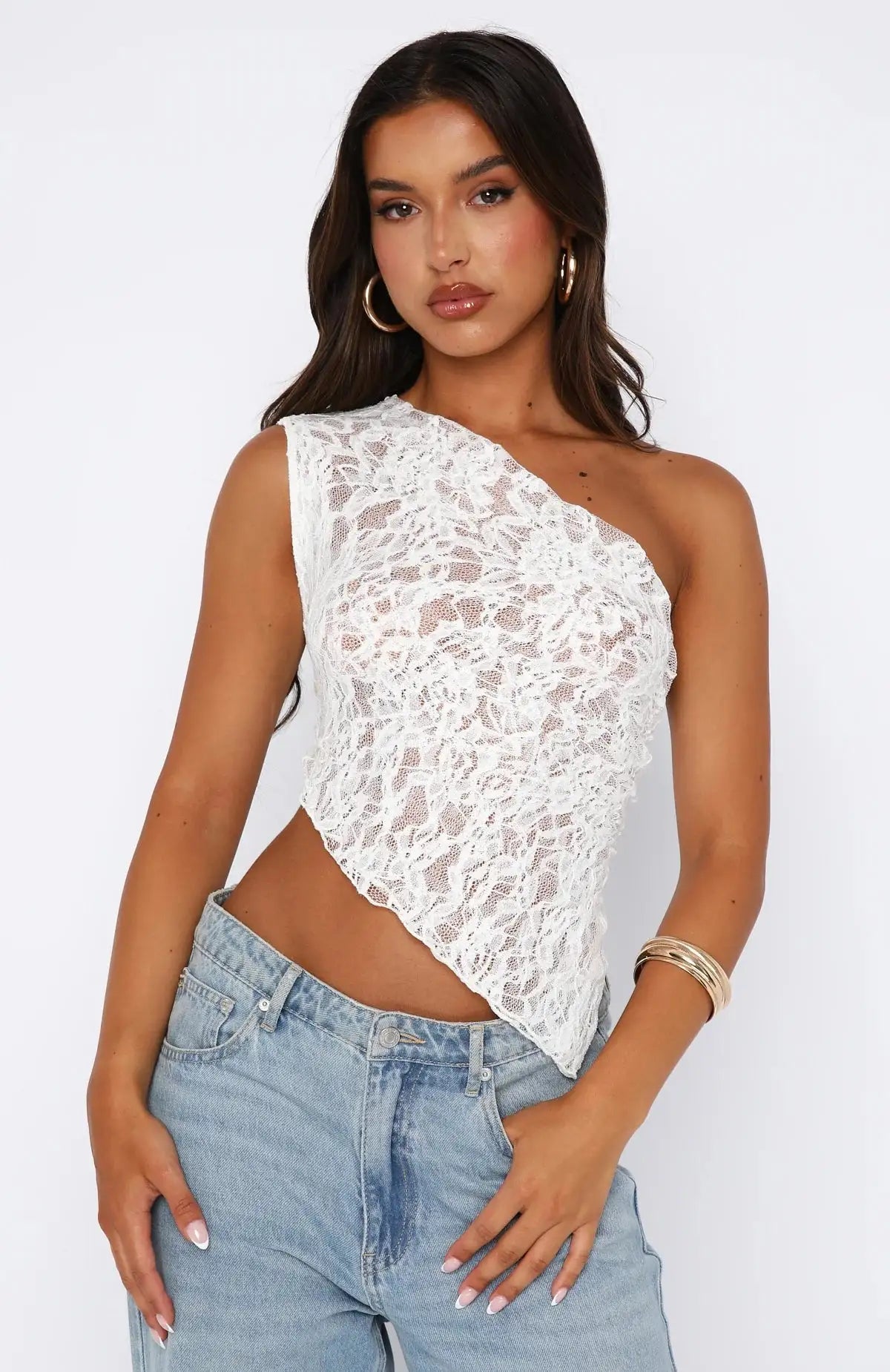 Nina™ - Bloemige off-shoulder crop top