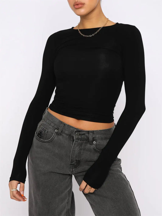 Emma™ - Lange mouw crop top